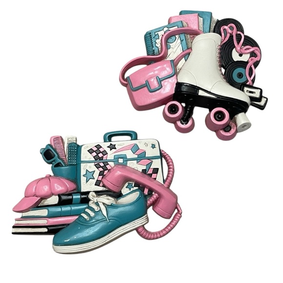 Other - Vintage 90’s Retro Barbiecore Set of 2 Rollerskate Phone Wall Decro Plaques